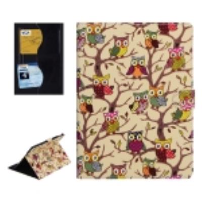 Ipad Air 2: Coque Housse Cuir PU Doré Hiboux Arbre