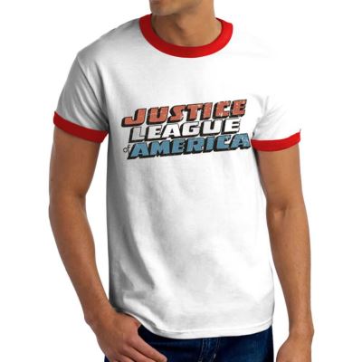 Justice League Hommes Logo Vintage T-shirt blanc: Petit