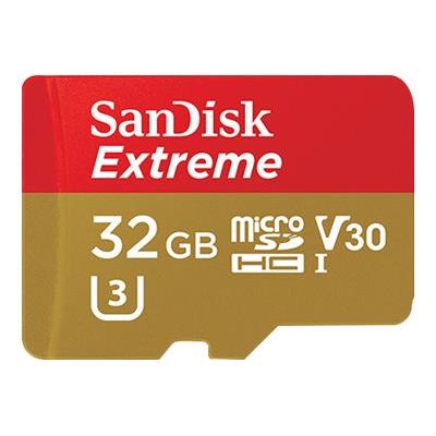 SanDisk Extreme - Carte mémoire flash (adaptateur microSDXC vers SD inclus(e)) - 32 Go - UHS-I U3 / Class10 - microSDHC UHS-I