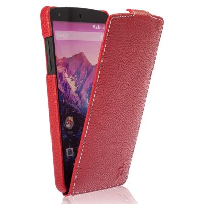 Etui Rabat Google LG Nexus 5 Issentiel Cuir Rouge Grainé