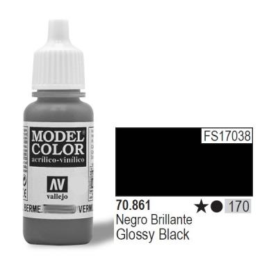 Vallejo acrylic model color - gloss black - val861 vall-70861