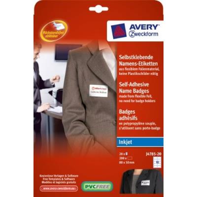 Avery zweckform namens-etiketten, 80 x 50 mm, weiá aus folienmaterial, rckstandsfrei ablsbar fr inkjetdrucker inhalt 200 etike