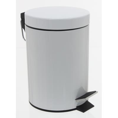 Poubelle 3L métal coloris blanc, Hauteur 24 x Diamètre 17 cm -PEGANE-