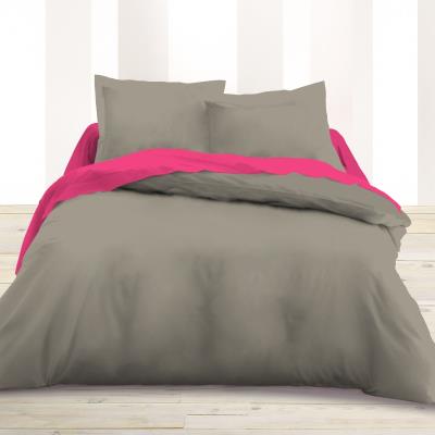 Housse de couette 220 x 240 unie taupe 100% Coton / 57 Fils/cm2