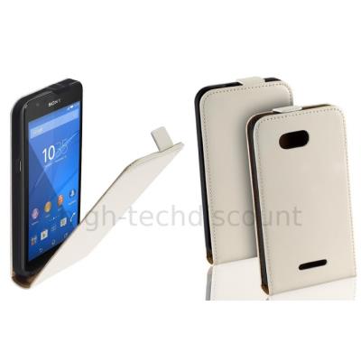 Housse etui coque pochette PU cuir fine pour Sony Xperia E4G Dual  - BLANC