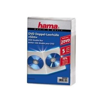Boîtiers Doubles Pour CD-ROM HAMA – 5 Pochettes Transparentes/noires, Format Jewel Case