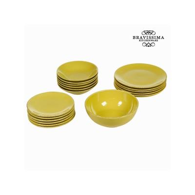 Service vaisselle de 19 piÃ'ces en faÃ¯ence couleur - Collection Kitchen's Deco by Bravissima Kitchen