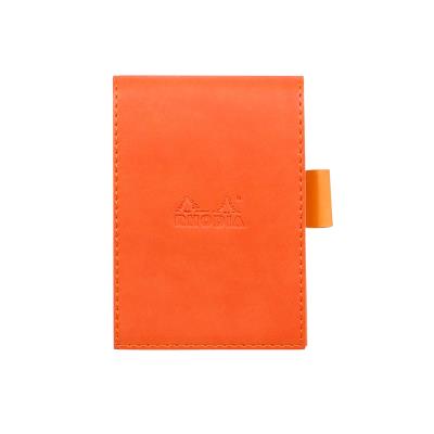 Rhodia : Porte-bloc Simili Cuir 8.4 x 11.5 cm+ bloc N°11 - Tangerine