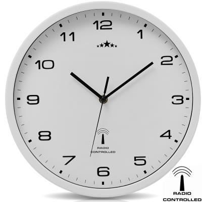 Horloge Murale blanche radio pilotée changement heure automatique - Ø 31cm