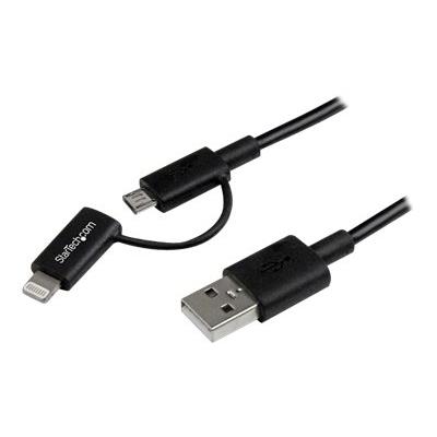 StarTech.com 1m Black Apple 8-pin Lightning or Micro USB to USB Combo Cable - câble de chargement / de données - Lightning / USB - 1 m