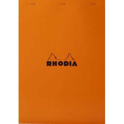 Bloc Rhodia Orange 80 feuilles Agrafés A4 Q.5x5