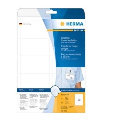 HERMA Namens-Einsteckschild. A4 90x54 mm wei&szlig; Kart