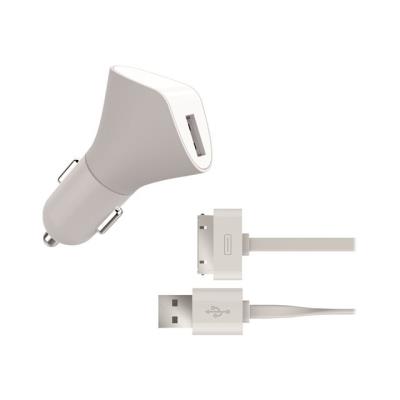 MUVIT MUDCC0081 - Stroomadapter voor auto - 1 A (USB) - op kabel: 30-pin Apple - wit