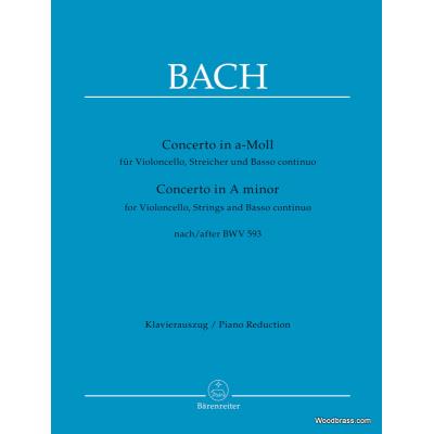 Partitions classique BARENREITER BACH J.S. - CONCERTO IN A-MOLL FOR VIOLONCELLO, STRINGS AND BASSO CONTINUO BWV 593 - PIANO REDUCTION Violoncelle