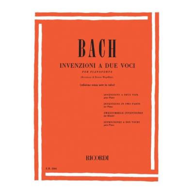 Partitions classique RICORDI BACH J.S. - INVENZIONI A 2 VOCI PER PIANOFORTE - PIANO Piano