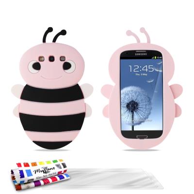 Coque souple Rose , Abeille, ORIGINALE de MUZZANO pour SAMSUNG GALAXY S3 + 3 Films de Protection Ecran UltraClear