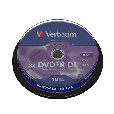 Verbatim 43666 dvd+r double layer 8x scratch resistant surface 8,5 go spindle de 10