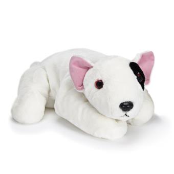 Peluche Chien 30 Cm Blanc Et Oeil Noir Soft Friends