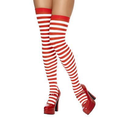 Bas rayés blanc et rouge femme Taille Unique