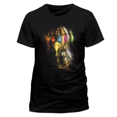 Avengers Endgame Gauntlet Splatter T-shirt noir des hommes: Petit