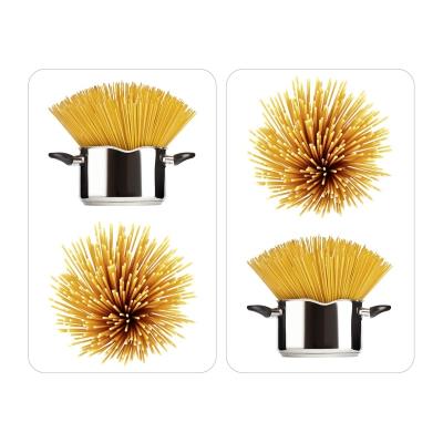 Planches à découper en verre - Lot de 2 couvre plaques universels - Spaghetti