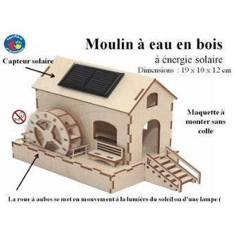 Moulin à Eau Et Roue à Aubes En Bois à énergie Solaire Maquette à Assembler