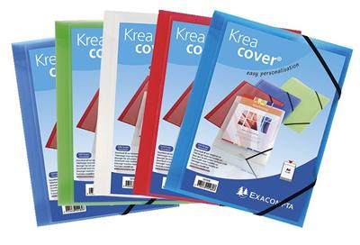 Chemise Exacompta - Chemise Personnalisable 3 rabats Elastique polypro A4 Krea Cover Assortis