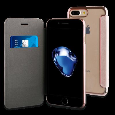 MUVIT LIFE BLING FOLIO - Flip cover voor mobiele telefoon - transparant, rosegoud - voor Apple iPhone 7 Plus