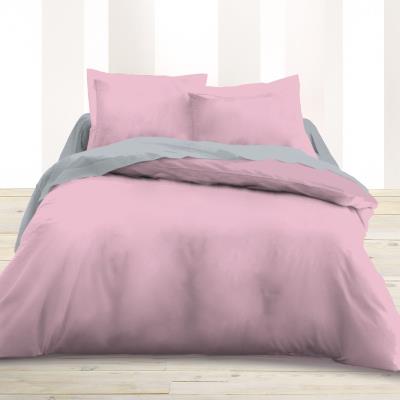 Housse de couette 220 x 240 unie rose pétale 100% Coton / 57 Fils/cm2