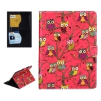 Ipad Air 2: Coque Housse Cuir PU Rouge Hiboux Arbre