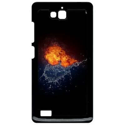 Coque huawei honor 3c et 3c 4g duo de coeurs eau et flamme