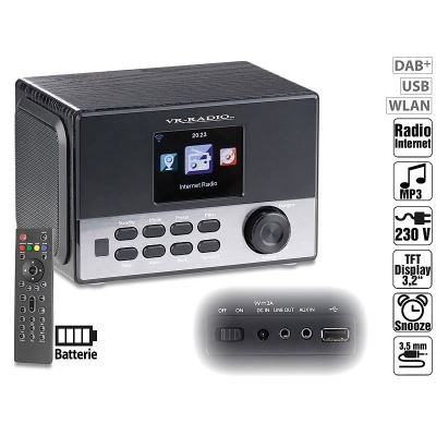 Radio-réveil stéréo wifi Internet/FM/DAB+ avec fonction chargement USB