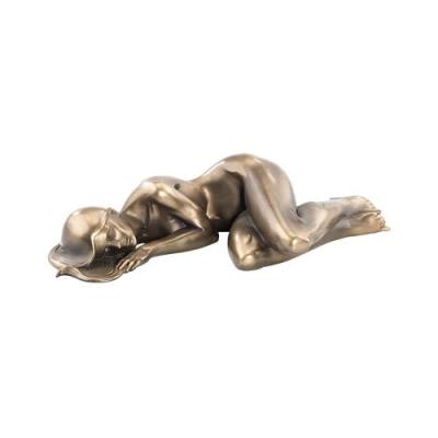 Statuette décorative en résine aspect bronze - Femme nue allongée