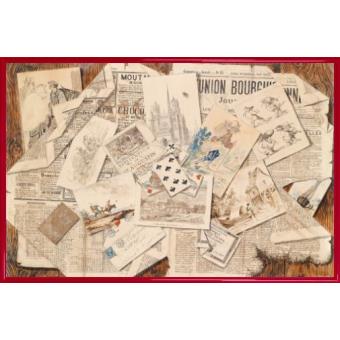 Poster Encadré: New York - Collage Urbain, Style Vintage  61x91 Cm Cadre Plastique Blanc