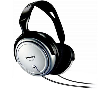 Philips - Casque TV stéréo SHP2500/00 - Noir/Gris + Câble audio stéréo avec contrôle volume - 3 m