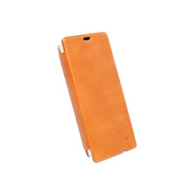 Krusell Kiruna Flipcover - Beschermende bedekking voor mobiele telefoon - echt leer - camel - voor Nokia Lumia 520