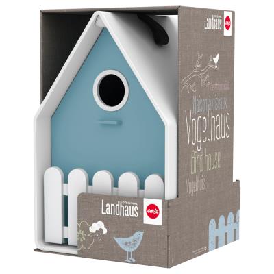 EMSA - Nichoir Landhaus pour Oiseaux - Blanc et Bleu Baltique