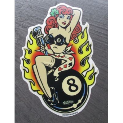 sticker lady luck rousse boule billard 8 ball autocollant
