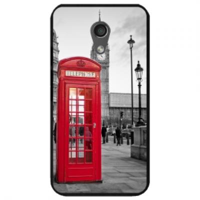 Coque noire pour Motorola Moto-G2 impression cabine téléphonique UK rouge
