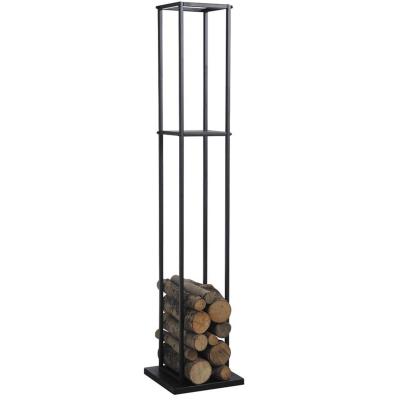Range-bûches en métal noir, 34 x 34 x 160 cm -PEGANE-