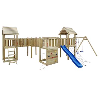 vidaXL Ensemble d'aire de jeux avec toboggan, échelles et balançoires en bois