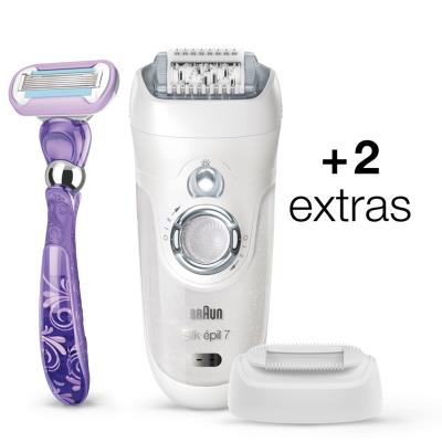 Braun coffret cadeau epilateur silk epil 7 537 + rasoir systeme depilation pour femme