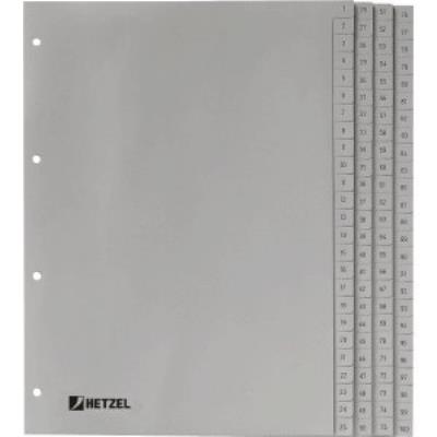 HETZEL Intercalaires numériques en plastique, 1-100, A4