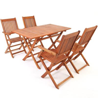 Ensemble table et chaises pliable d'extérieur en bois d'acacia