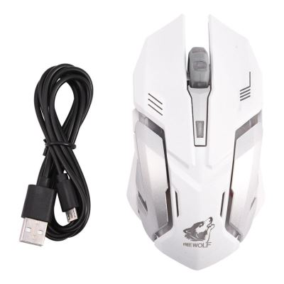 Souris optique de jeu sans fil optique 2.4G rechargeable souris silencieuses réglables DPI blanc clair