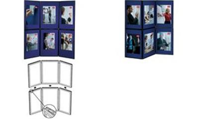 nobo - Showboard avec 12 surfaces de présentations, bleu/gris