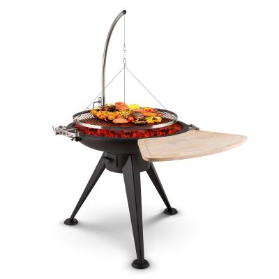 Grill pivotant acier Barbecue 50 cm avec maintien de suspension, en acier