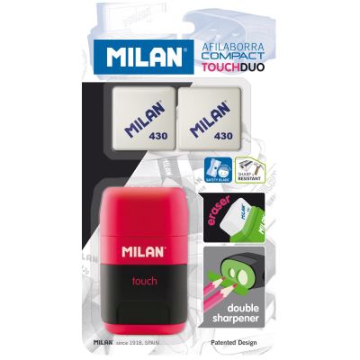 Taille-crayon compact blister + 2 gommes Milán
