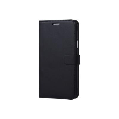 Muvit Slim S - Flip cover voor mobiele telefoon - polyurethaan, polycarbonaat - zwart - voor Samsung Galaxy S6