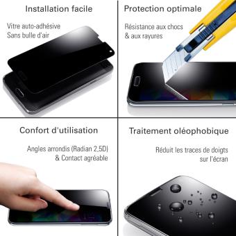 Verre Trempé Noir Anti Espion pour Samsung A51 [Pack 2] Film Vitre